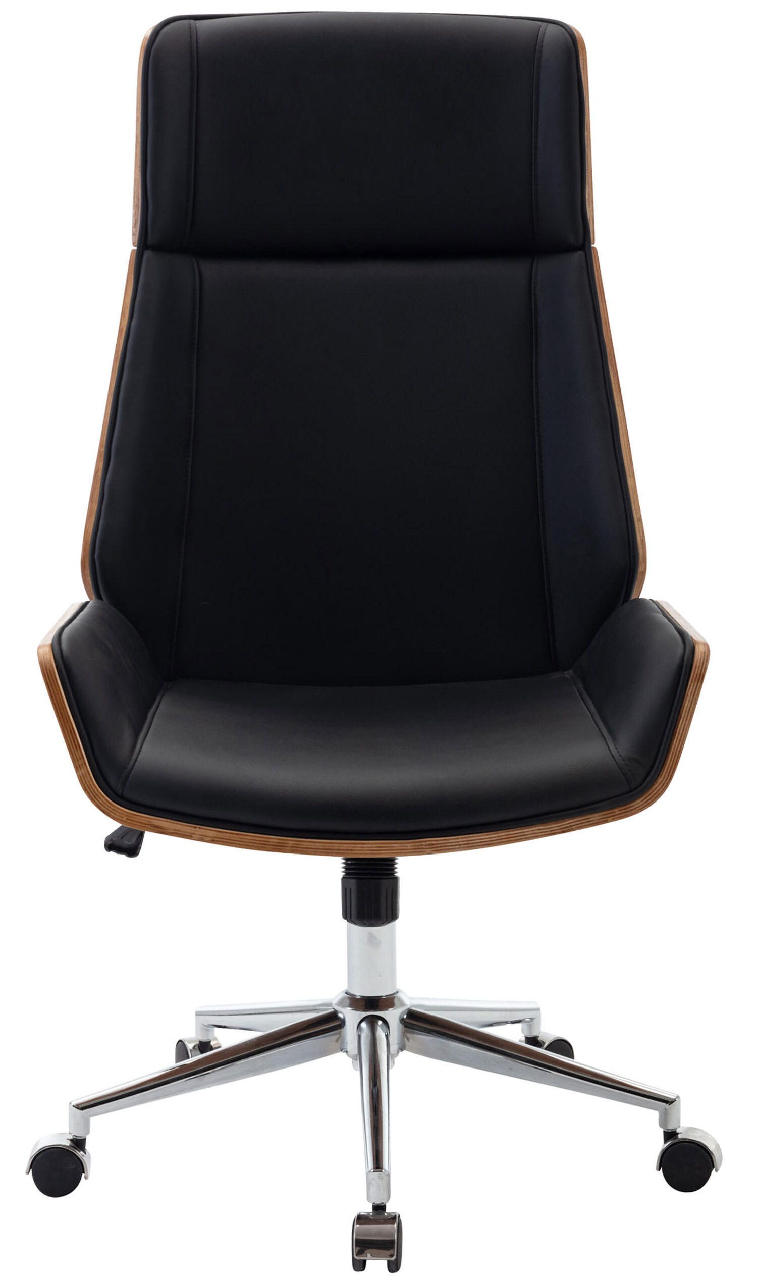 BÜROSTUHL Bredow, Kunstleder Walnuss/Schwarz - Schwarz, Textil/Metall (60/121/63cm) - TPFLiving