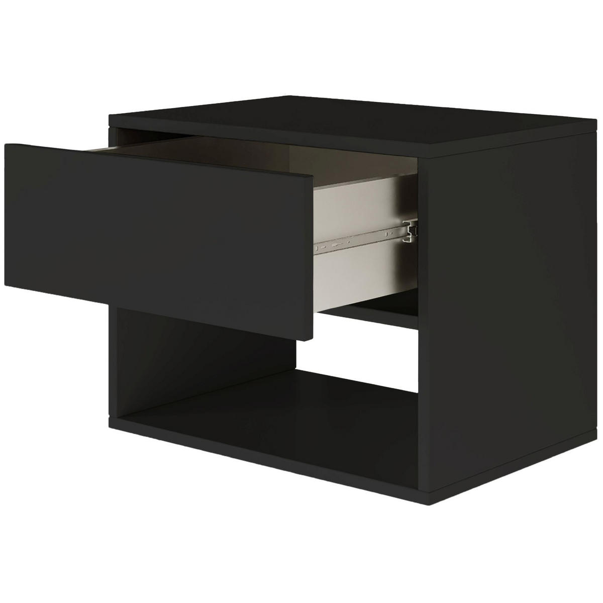 NACHTTISCH hängend Framme Schwarz mit Fach, 50 cm - Schwarz, Holzwerkstoff (50/40/36cm) - Selsey