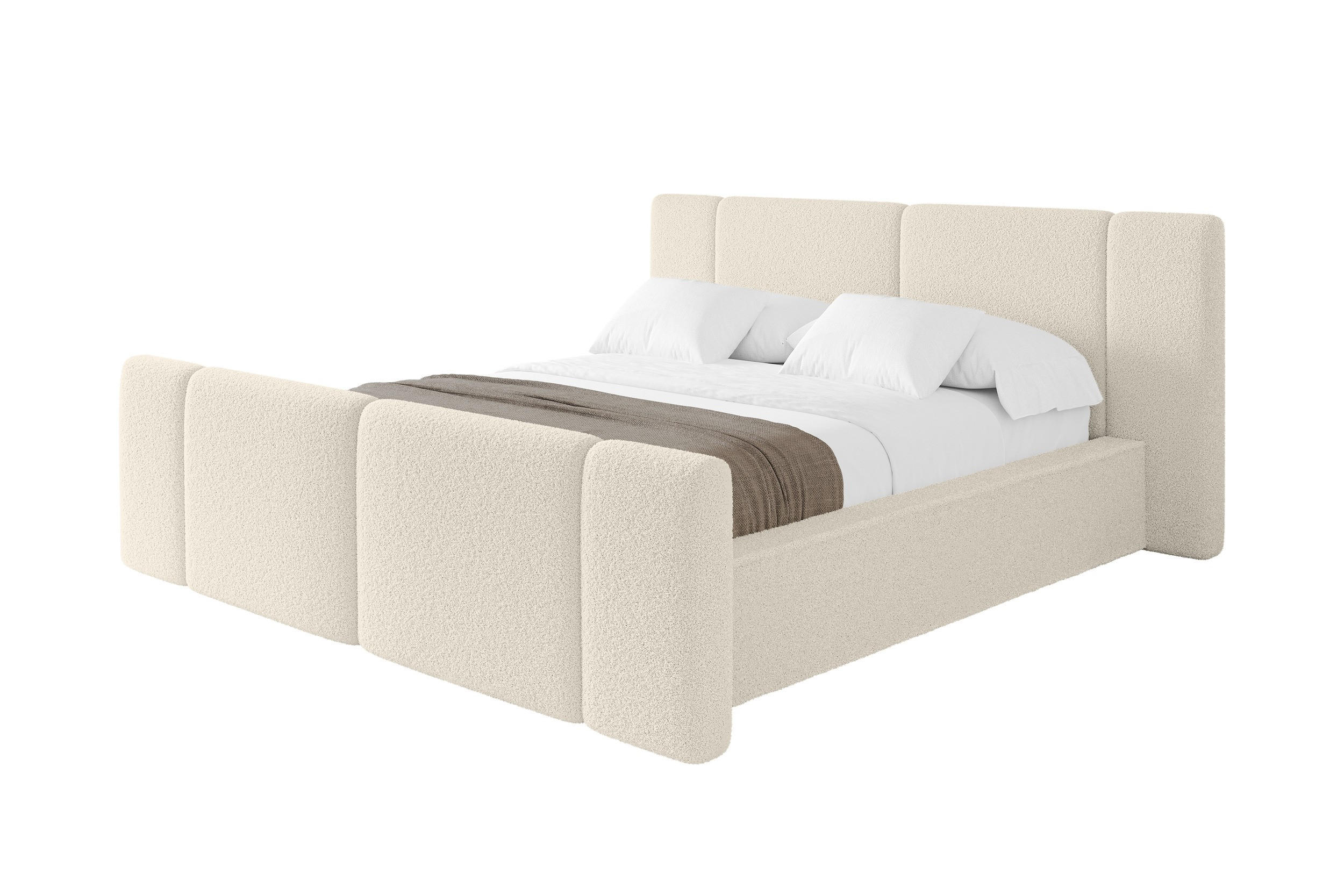 POLSTERBETT mit Bettkasten, Fußteil und Lattenrost, Boxbett ohne Matratze - RIVO-Z 140x200 Beige - Champagner, Holzwerkstoff/Textil (140/200cm) - ALTDECOR