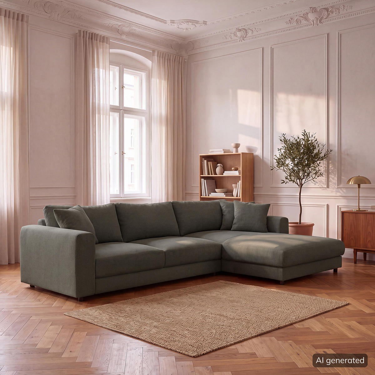 ECKSOFA mit Longchair - Schwarz/Grau, Holz/Kunststoff (286/183cm) - home24