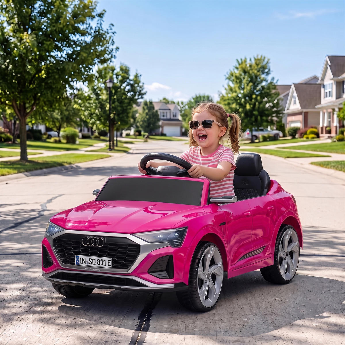 KINDER-ELEKTROAUTO Kunststoff Stahl Rosa - Rosa, Kunststoff (98/49.5/43cm) - AIYAPLAY