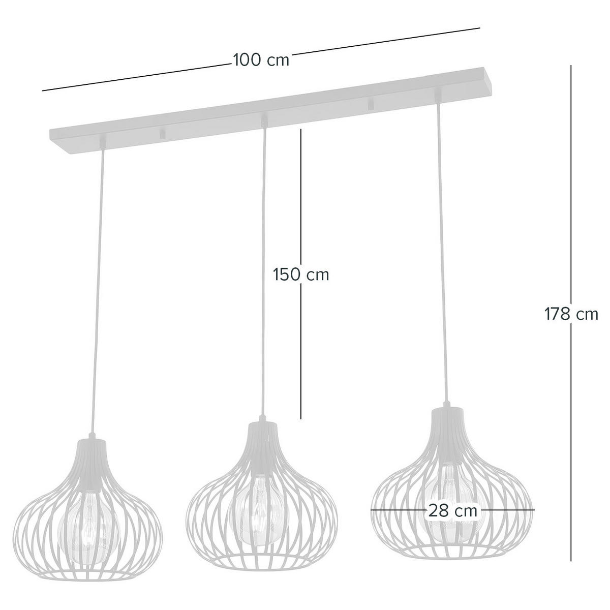 PENDELLEUCHTE - Eisen - 3-flammig - Schwarz, Metall (28/100/178cm) - home24