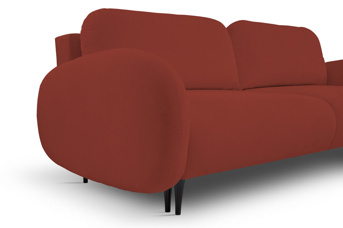 SOFA SOFT RunAgin Mit Schlaffunktion Und Bettkasten, PUR-Schaum, Schwarze Kunststofffüße, lose Rückenkissen, freistehend, 232x109x95 cm Red - Rot, Holz/Textil (232/95/109cm) - DomoHome