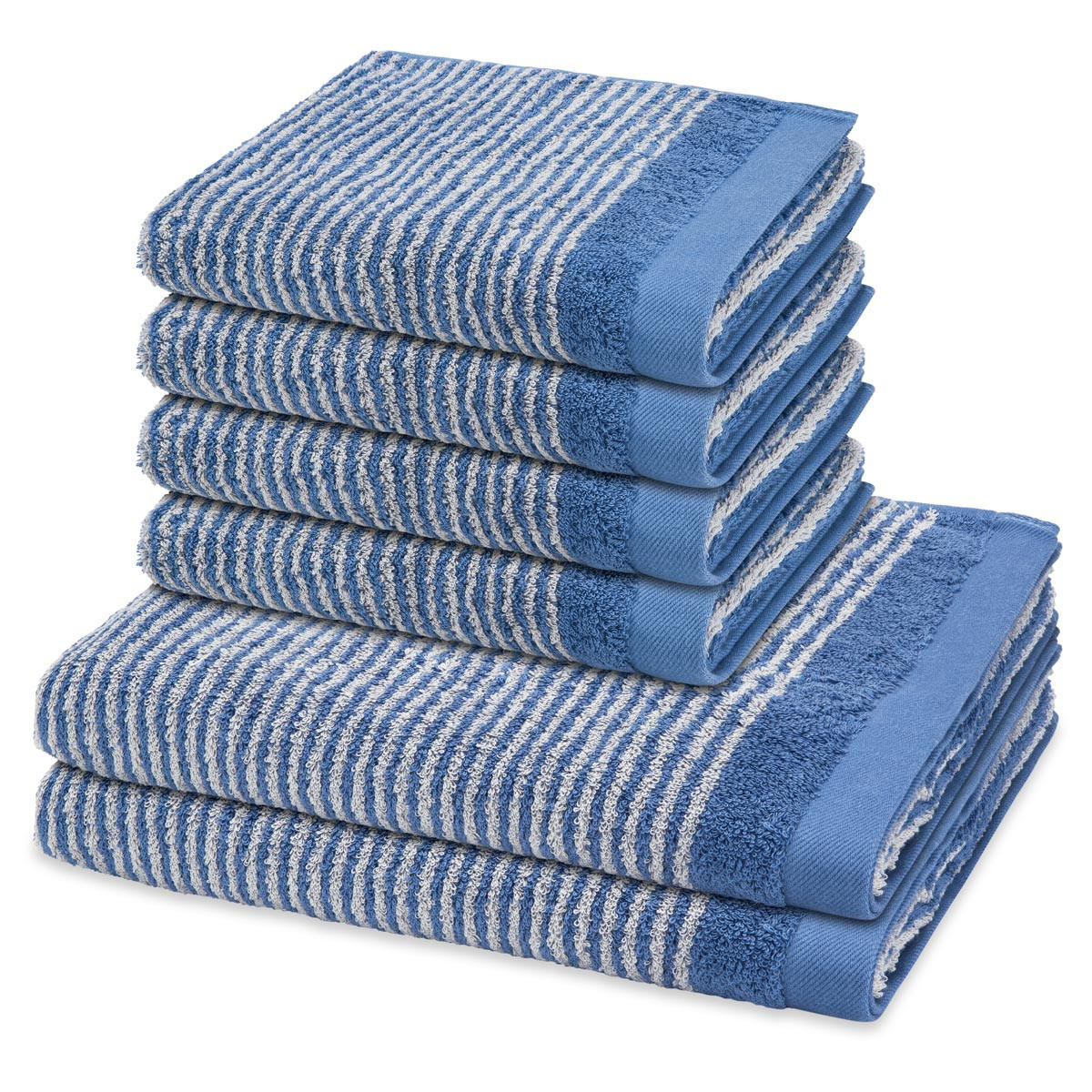 FROTTIERSET Stripes 6-teilig - Blau, Textil (50/100cm) - Ross