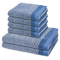 FROTTIERSET Stripes 6-teilig - Blau, Textil (50/100cm) - Ross