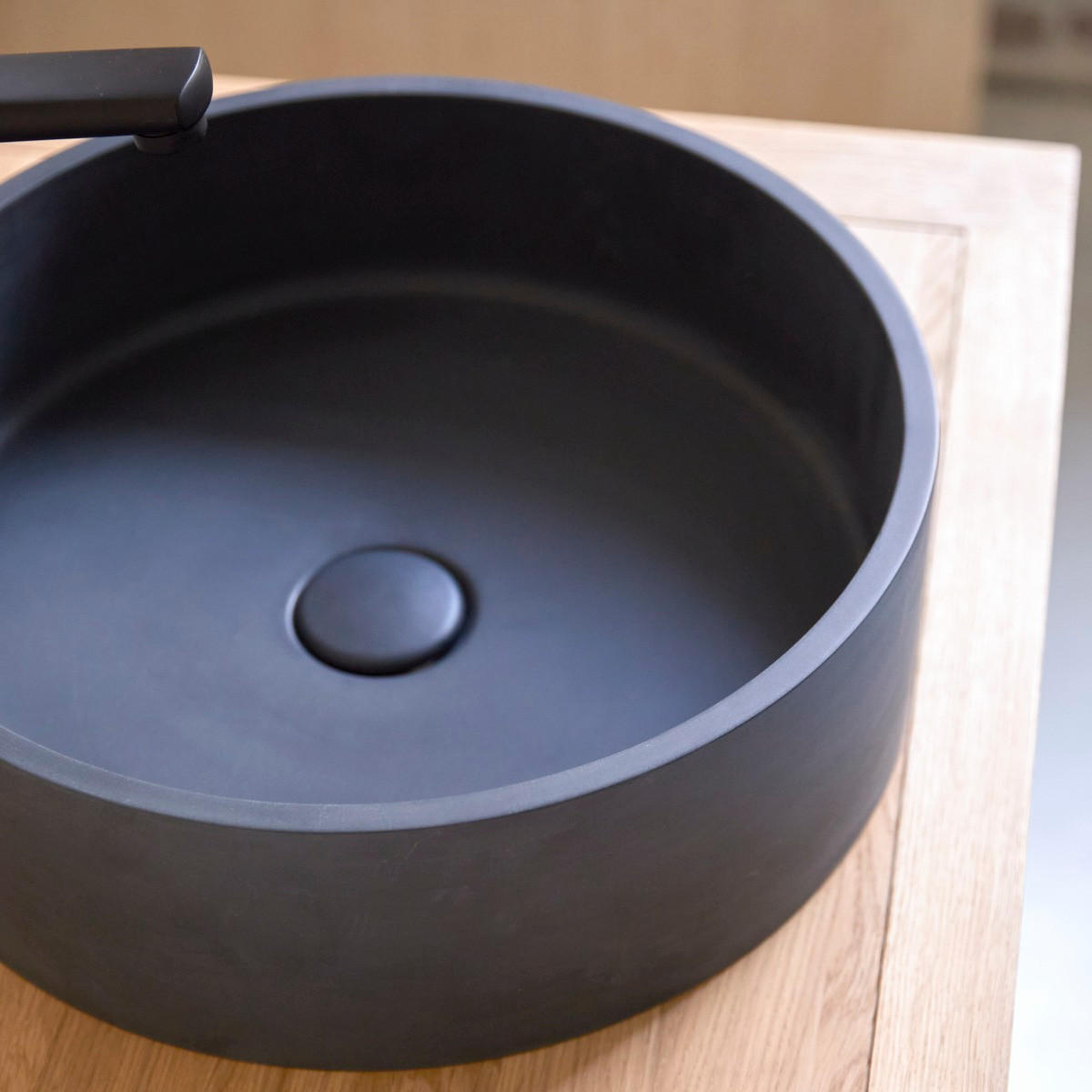 WASCHBECKEN Gina Schwarz aus Terrazzo - Schwarz, Stein (39/12/39cm) - Tikamoon