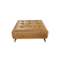 HOCKER WIOLO Orange Leder - Silberfarben/Orange, Leder (110/42/110cm) - KAWOLA