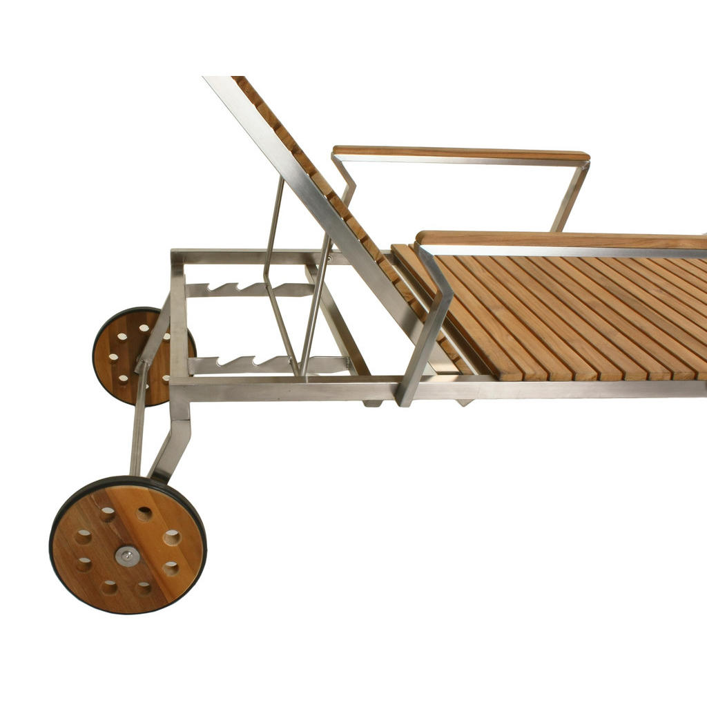 Thumbnail - Deluke Sonnenliege, Silber, Holz, 70x92x197 cm, Gartenmöbel, Gartenliegen