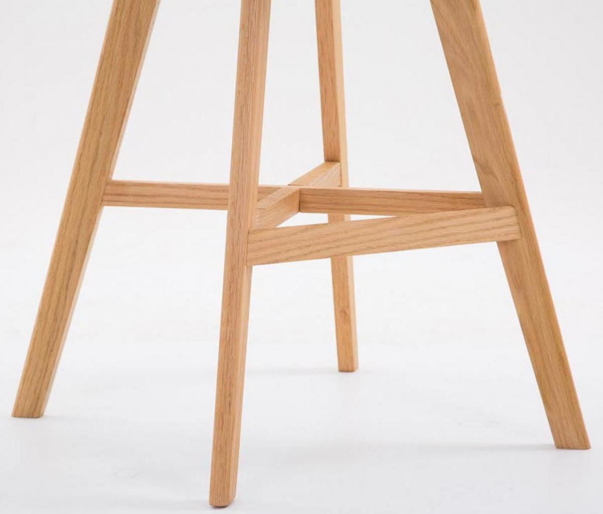 BARHOCKER 2er Set Lederlook weiß - Eukalyptusholzfarben/Weiß, Holz/Textil (48/112/56cm) - CLP