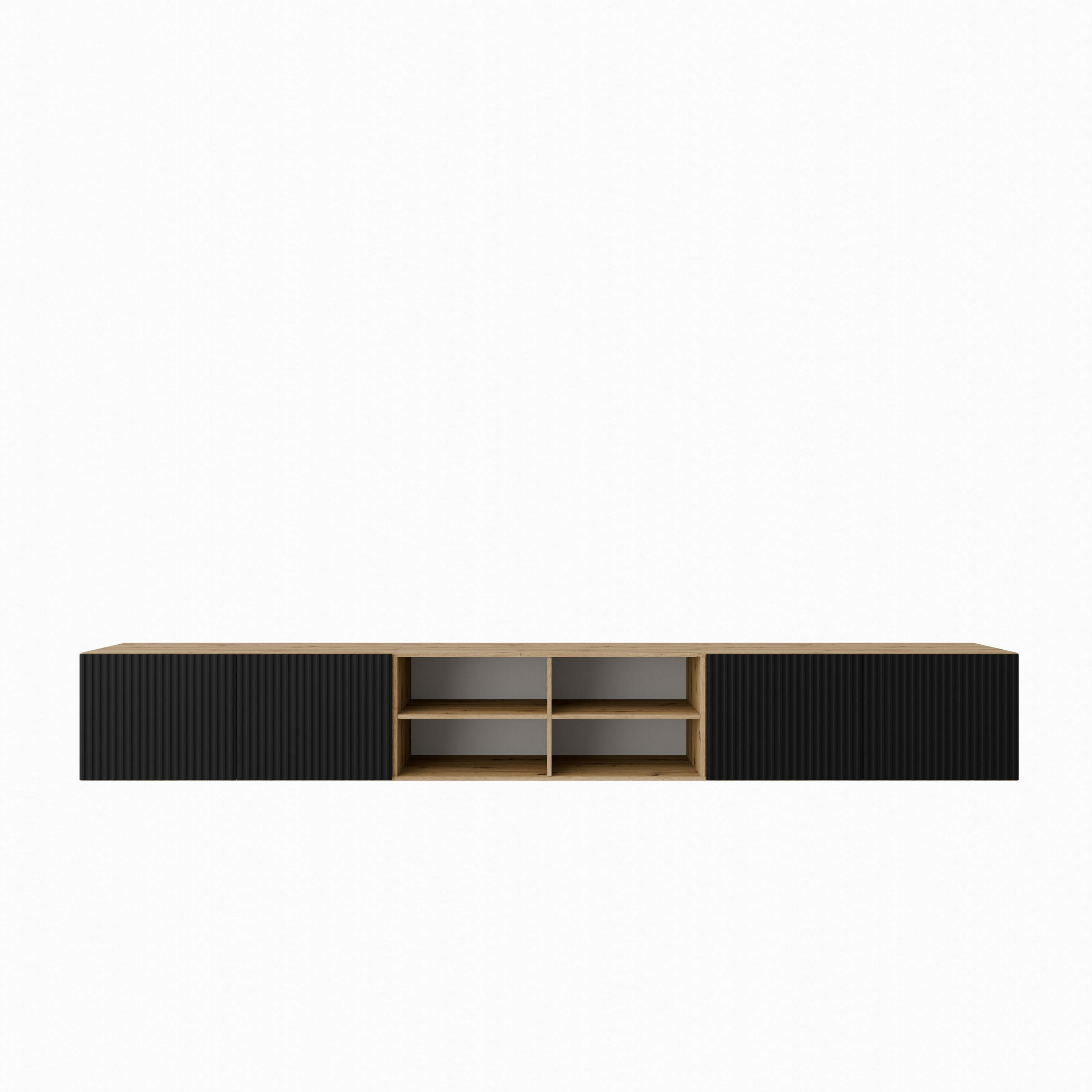 LOWBOARD VAREN 300/41/40 cm, Hängender TV-Schrank Eiche Artisan - Schwarz/Eiche Artisan, Holzwerkstoff (300/41/40cm) - MASSENO