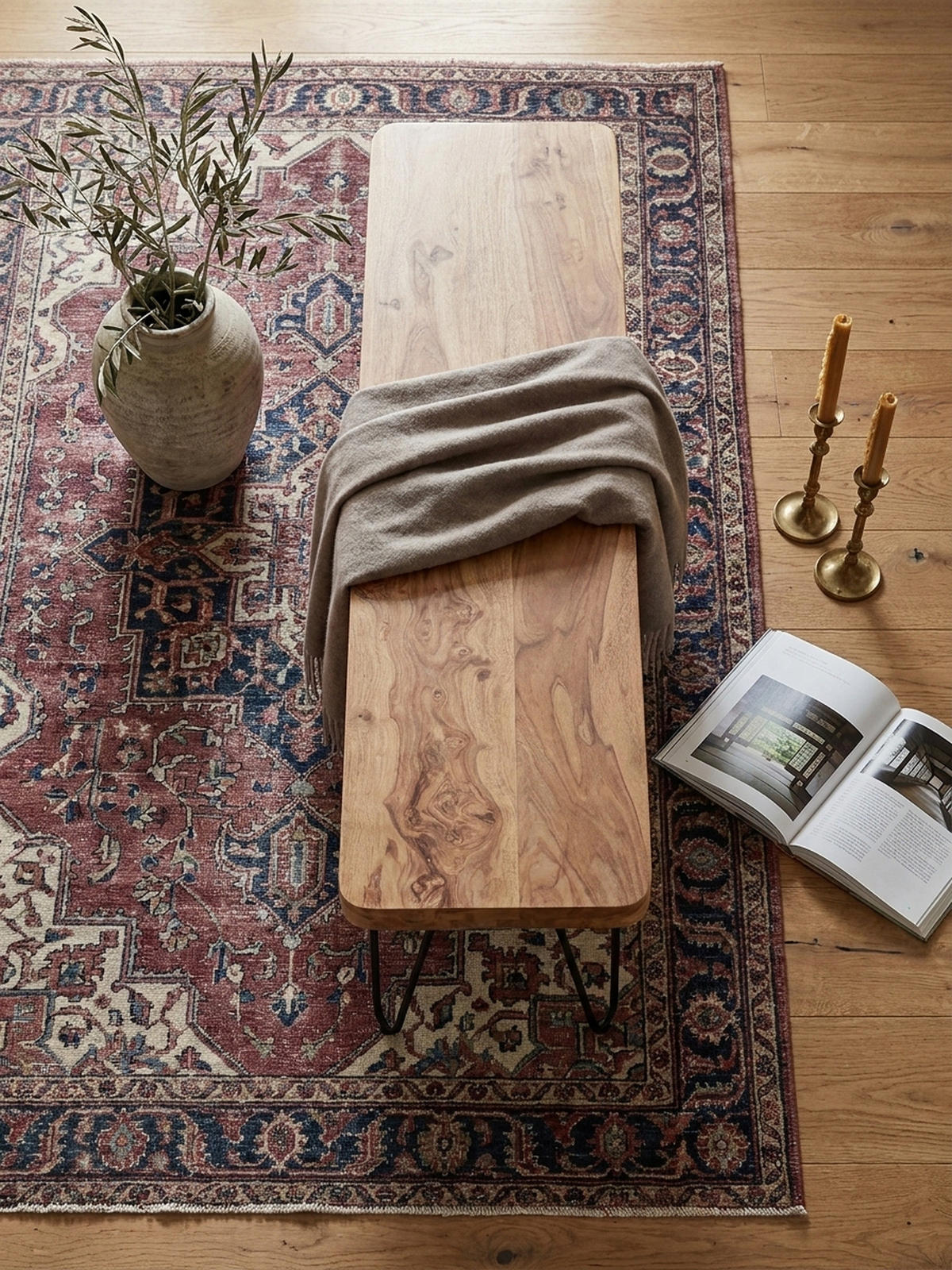SITZBANK BALU Massivholz Metallbeine Landhausstil, Beige 160x40x45 cm - Beige/Schwarz, Holz/Metall (160/45/40cm) - KADIMA DESIGN
