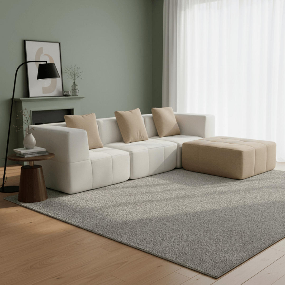 ECKSOFA Eden Komplett Weiß Sand 3-Sitzer - Beige, Textil (272/71/92cm) - COCO Living