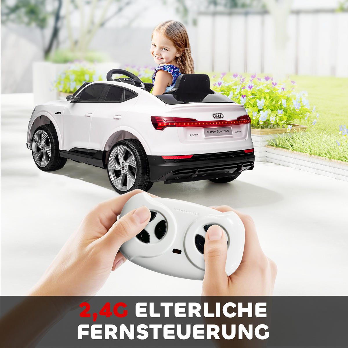 KINDER ELEKTROAUTO, Schwarz/Rot/Weiß, Kunststoff+ Stahl - Weiß, Metall (108/60/47cm) - HOMCOM