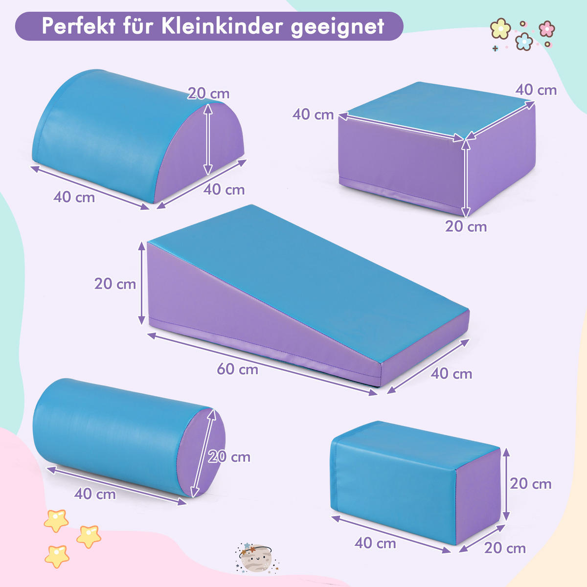 SCHAUMSTOFFBLOCK Lila (5-teilig) - Lila, Kunststoff (40/20/40cm) - COSTWAY