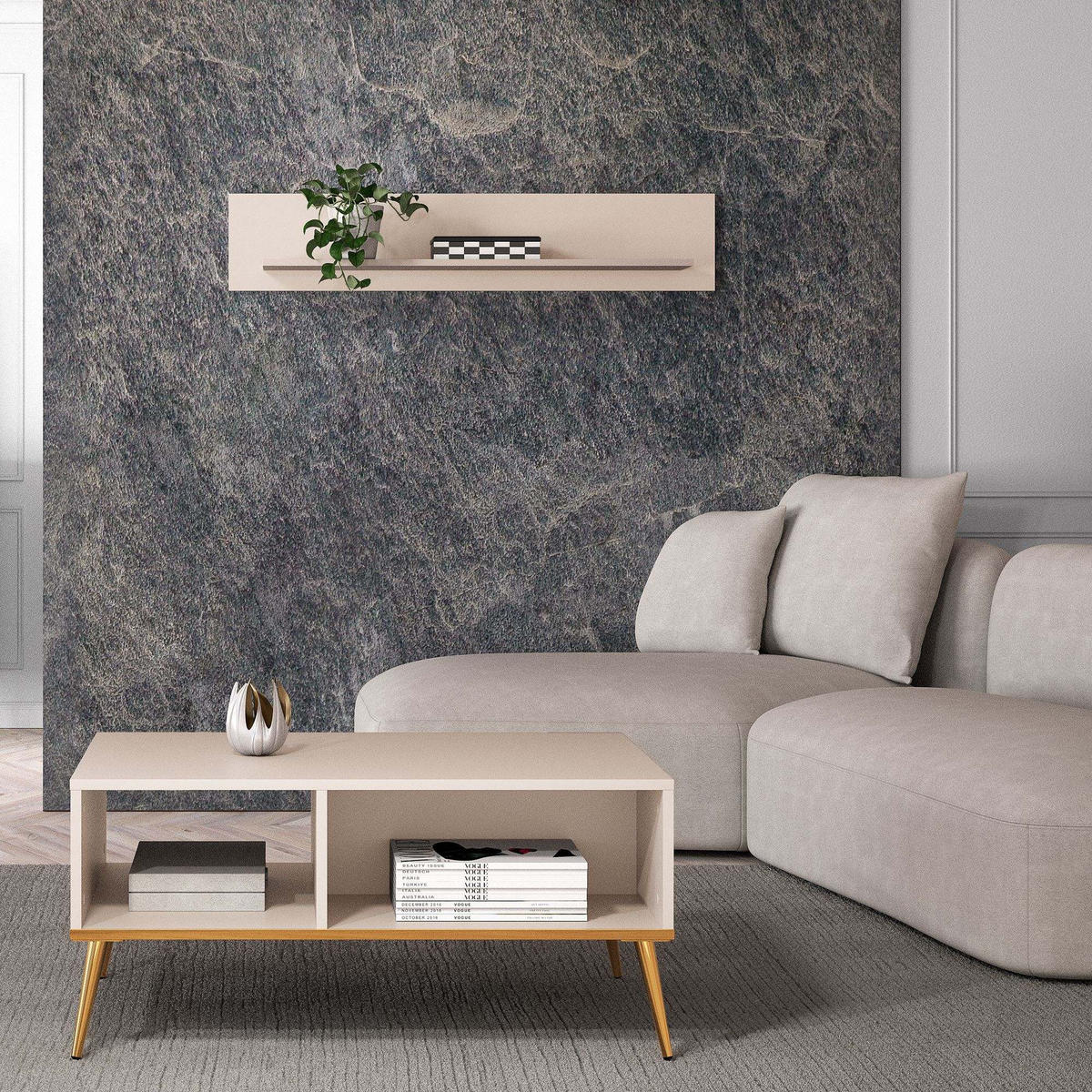 COUCHTISCH FRALIA,Creme - Creme, Holzwerkstoff (60/90/42cm) - KONSIMO®