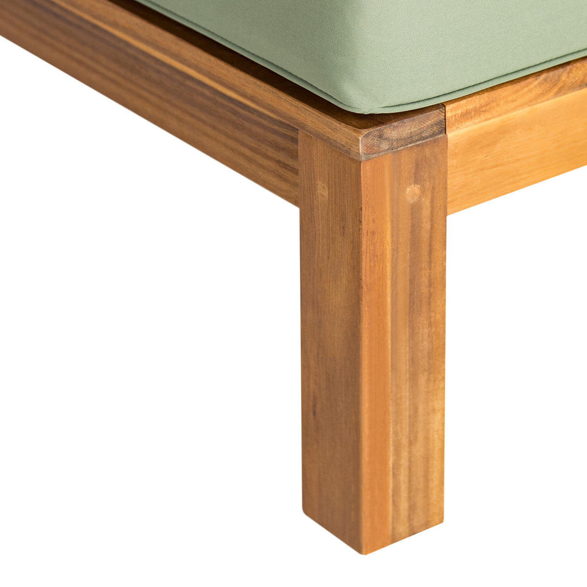 LOUNGEHOCKER - Webstoff / Akazie massiv - Olivgrün, Holz/Textil (60/38/60cm) - home24