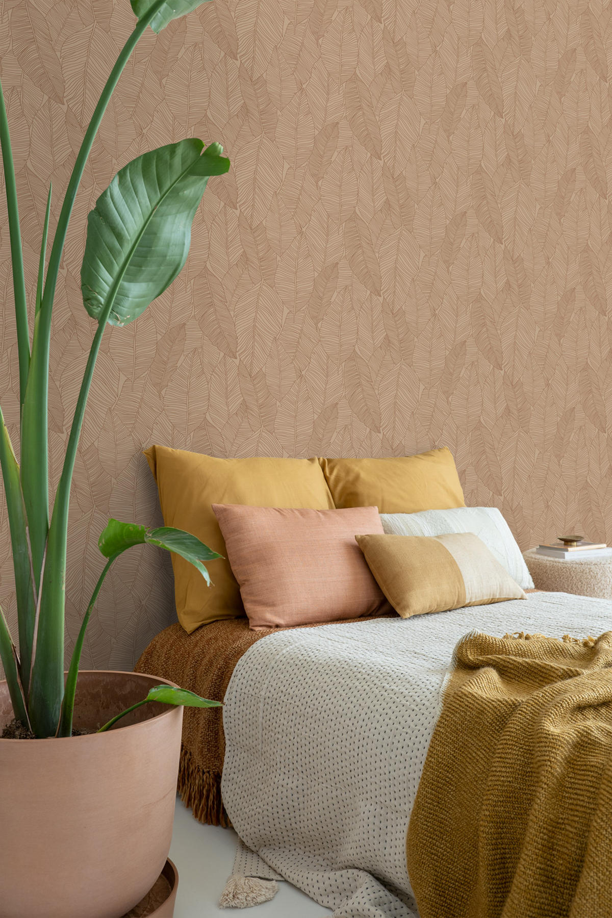 TAPETE gezeichnete Blätter 53 cm x 10.05 m - Terracotta, Papier (53/1000cm) - ESTAhome