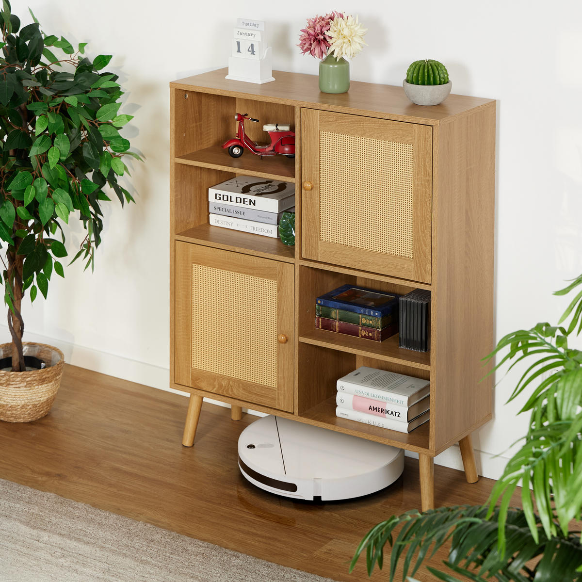 SIDEBOARD - Hellbraun, Holz/Holzwerkstoff (80/97/29cm) - Relaxdays