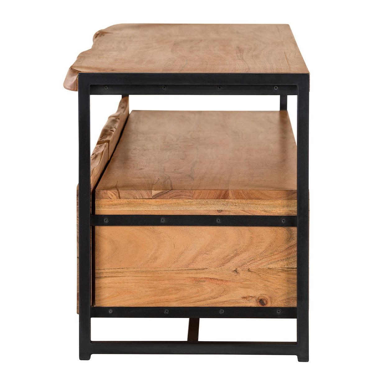 TV-LOWBOARD - Akazie massiv / Metall - Akaziefarben, Holz (145/50/40cm) - home24