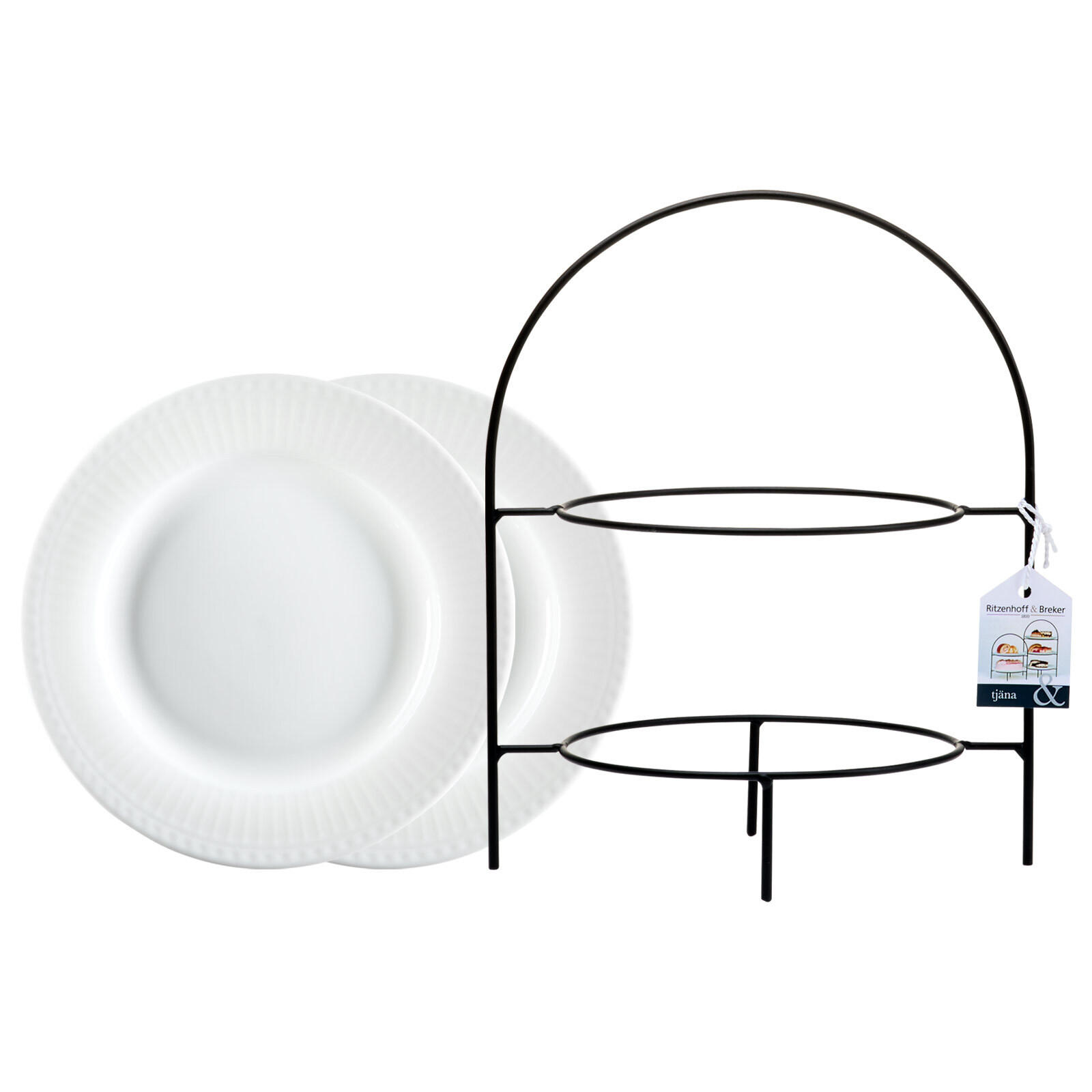 ETAGÈRE MIT TELLER Tjäna schwarz-weiß 2-stufig - Schwarz/Weiß, Metall (20/28cm) - Ritzenhoff Breker