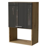 MIKROWELLENUMBAUSCHRANK Essen W4MK/60 Graphit Hochglanz / Eiche Artisan Matt 60 / 32,5 / 96cm - Graphitfarben/Eiche Artisan, Holz/Holzwerkstoff (60/96/32.5cm) - Feldmann-Wohnen