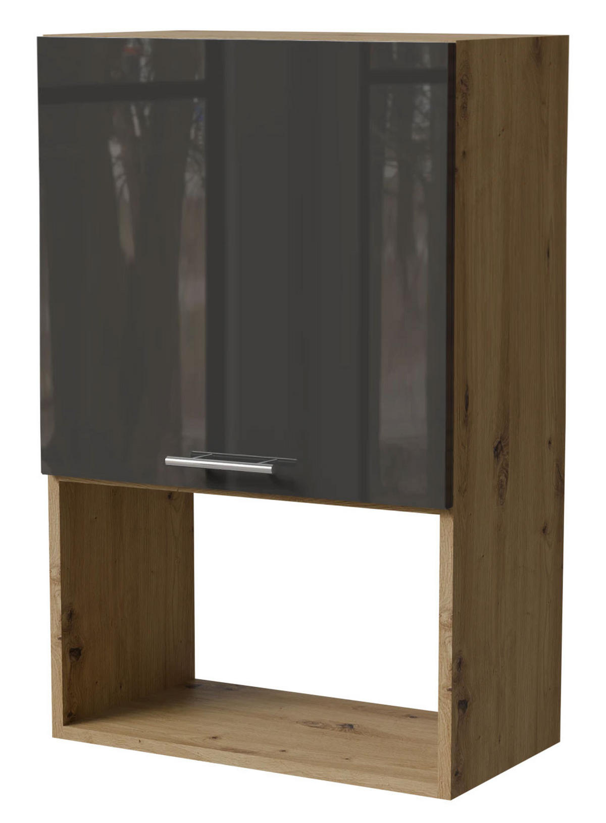 MIKROWELLENUMBAUSCHRANK Essen W4MK/60 Graphit Hochglanz / Eiche Artisan Matt 60 / 32,5 / 96cm - Graphitfarben/Eiche Artisan, Holz/Holzwerkstoff (60/96/32.5cm) - Feldmann-Wohnen
