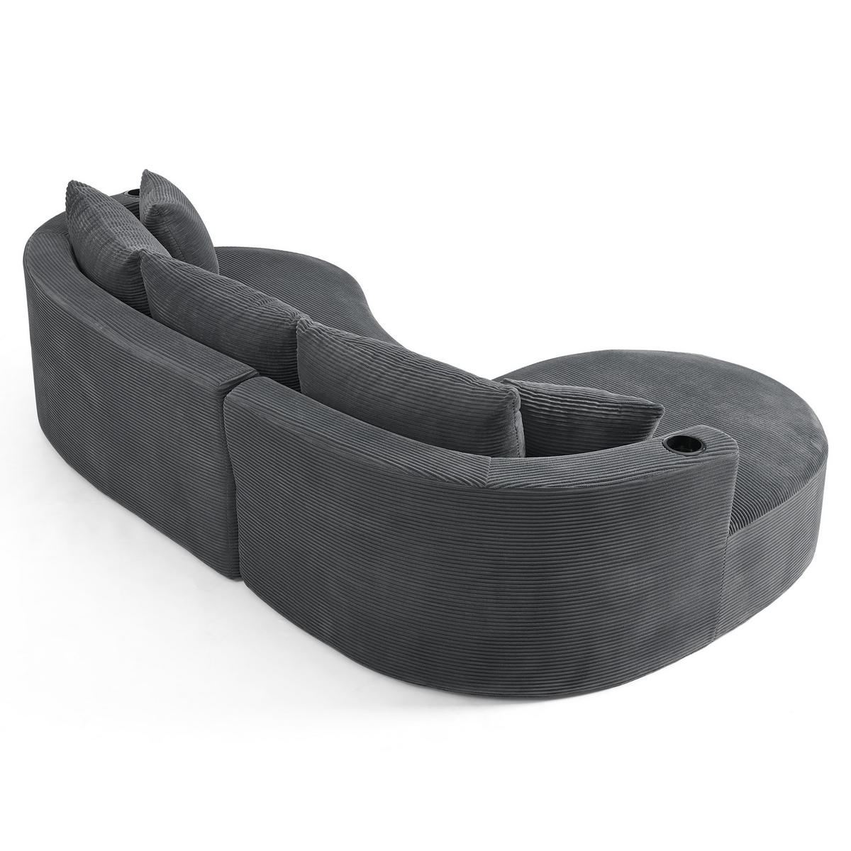 ECKSOFA 264/168/76 cm Grau mit Getränkehalter (Linke Seite) - Grau, Textil (264/168cm) - Oxeza