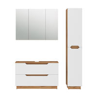 BADMÖBEL-SET Lotta Eiche/weiß gestreift 3 Teile - Eichefarben/Weiß, Holzwerkstoff (99.4/62.5/32cm) - Vicco