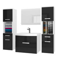 BADMÖBEL Badezimmer SET PRI P6, Schwarz Hochglanz, 120 cm - Schwarz Hochglanz, Holz (38.7/113.5/120cm) - B BELINI GROUP