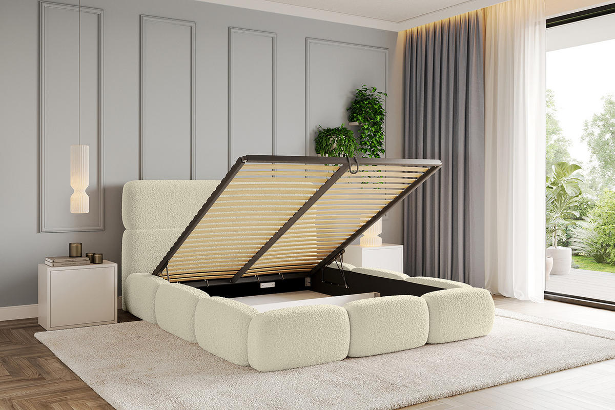 POLSTERBETT mit Bettkasten und Lattenrost, Boxbett ohne Matratze - ELVA 200x200 Beige - Taupe, Holzwerkstoff/Textil (200/200cm) - ALTDECOR
