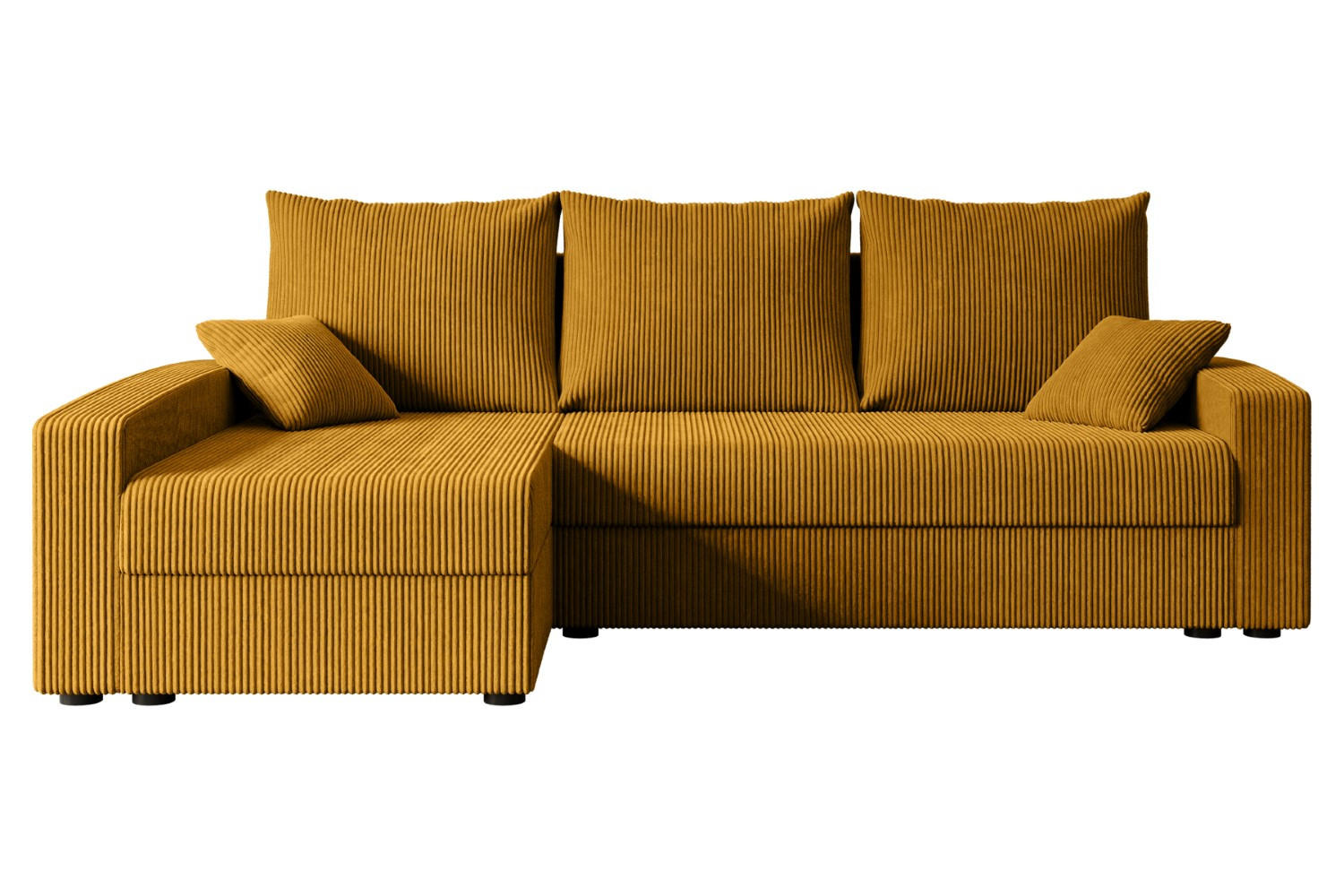 ECKSOFA mit Schlaffunktion und Bettkasten ALESIA-L 231x140x90 cm Senfgelb Cord - Gelb/Silberfarben, Holzwerkstoff/Kunststoff (231/140cm) - ALTDECOR