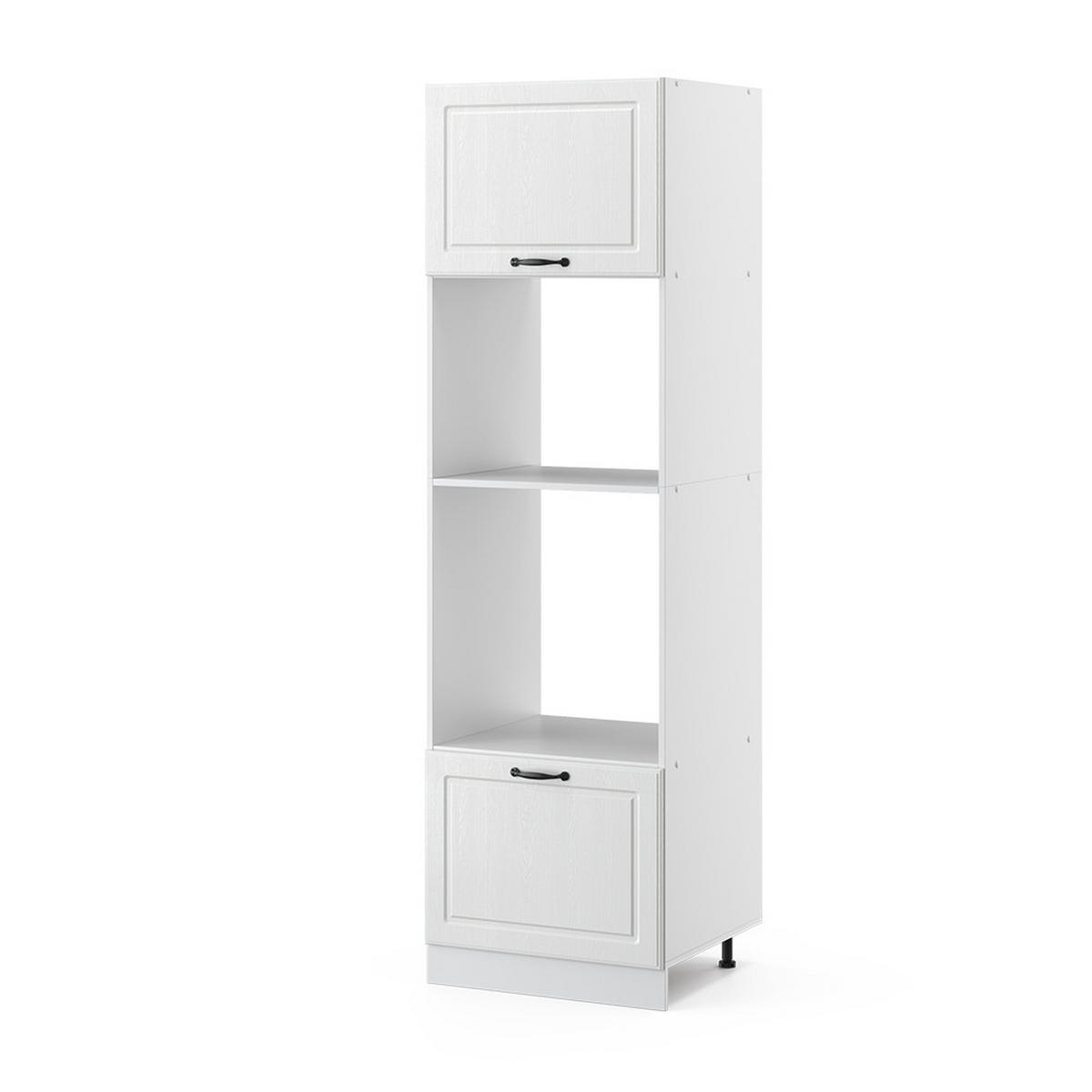 MIKROWELLENSCHRANK R-Line Weiß Landhaus 60 cm - Creme/Weiß, Holzwerkstoff (60/206.8/57.2cm) - Vicco