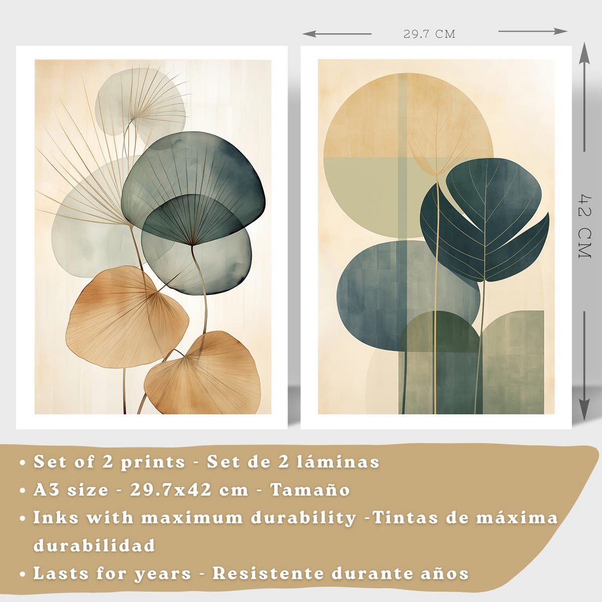 PLAKAT Sada 2 Abstrakt A3 Bílý rám - bílá, papír (29.7/1/42cm) - Nacnic