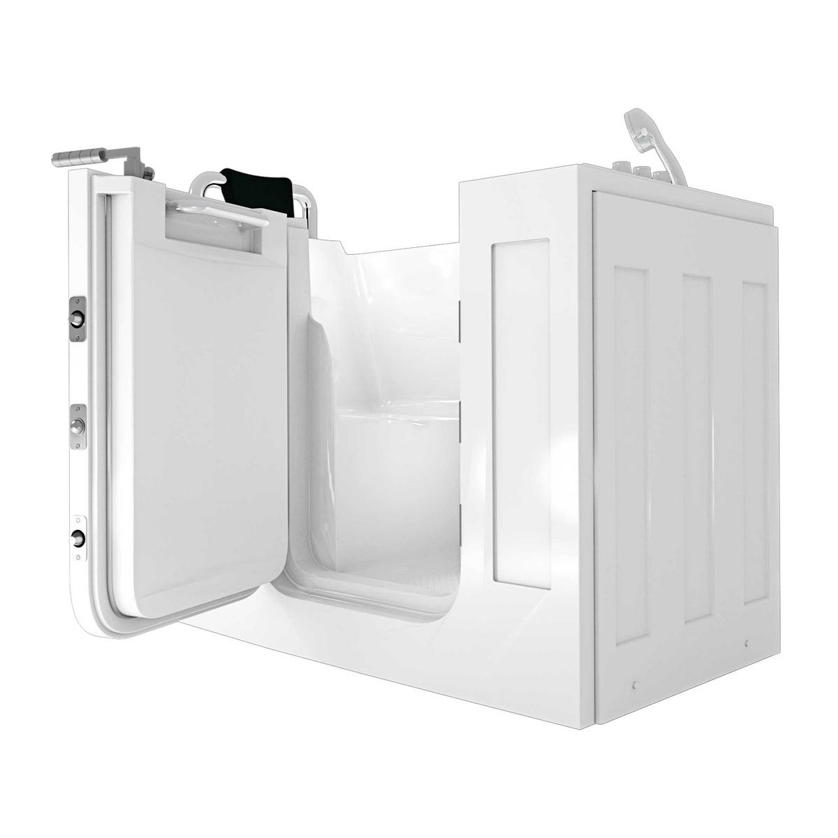 SITZBADEWANNE Senioren Wanne mit Tür S07-TH-A-L 76x140cm - Weiß, Glas/Kunststoff (140/116/76cm) - AcquaVapore by Sandra Jentho