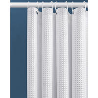 DUSCHVORHANG Waffelstruktur mit Ringen Badewanne schimmelresistent robust - Weiß, Textil (100/180cm) - MCBOSON