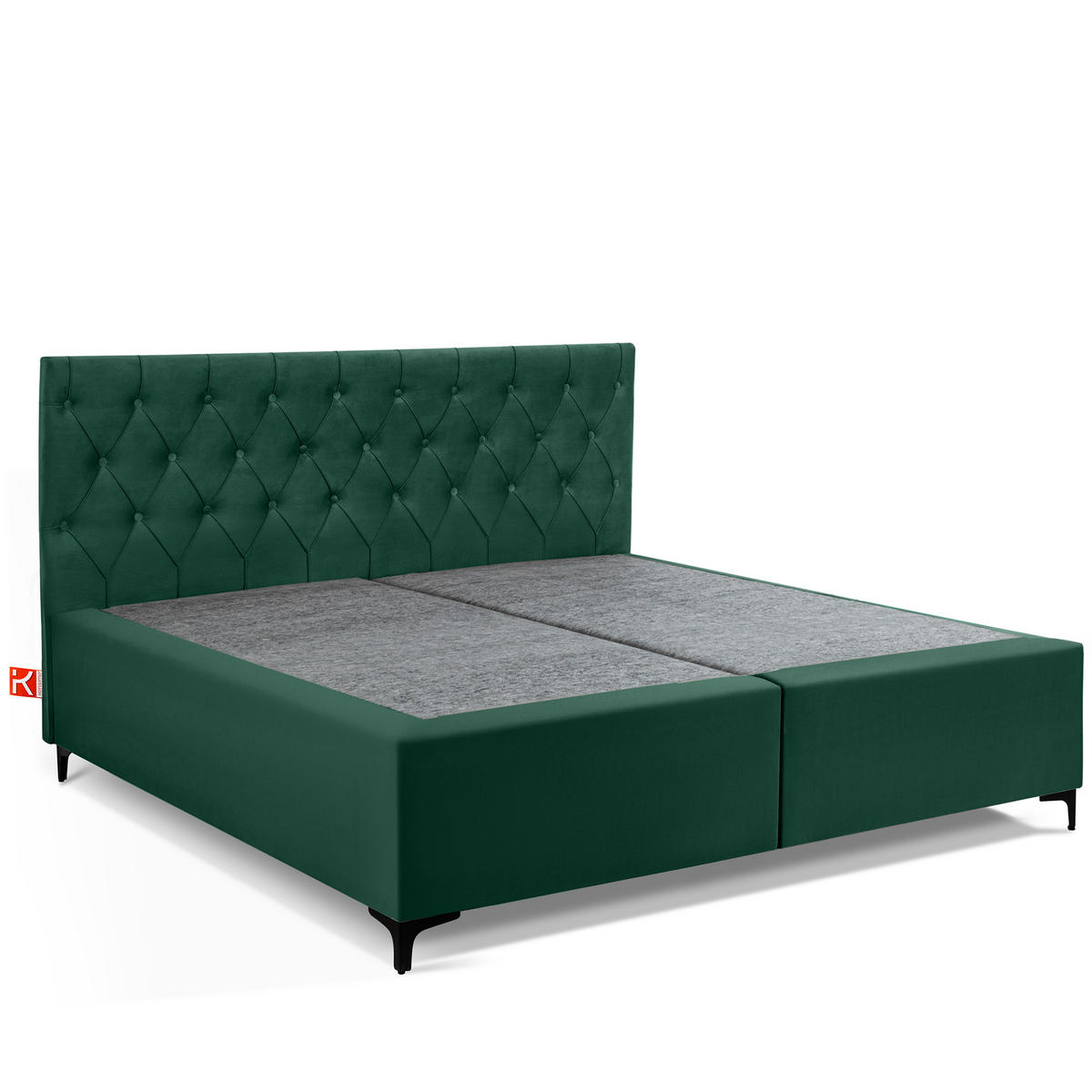 POLSTERBETT ARDEA, Dunkelgrün - Dunkelgrün/Schwarz, Holz/Holzwerkstoff (180/200cm) - KONSIMO®