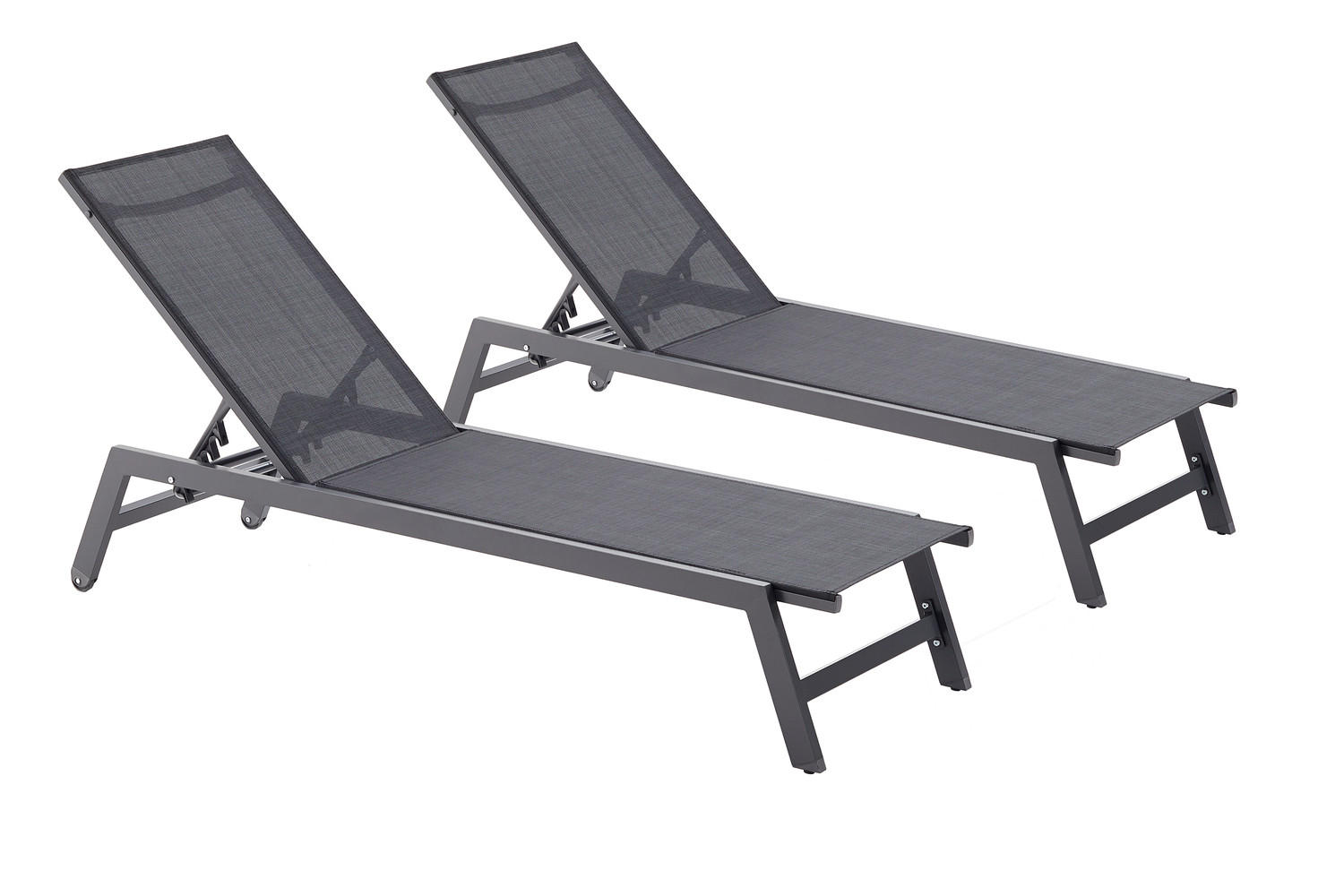 SONNENLIEGE Prato Grau aus Modernem Aluminiu 2er-Set - Grau, Metall (55/100/191cm) - Concept Usine