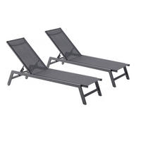 SONNENLIEGE Prato Grau aus Modernem Aluminiu 2er-Set - Grau, Metall (55/100/191cm) - Concept Usine
