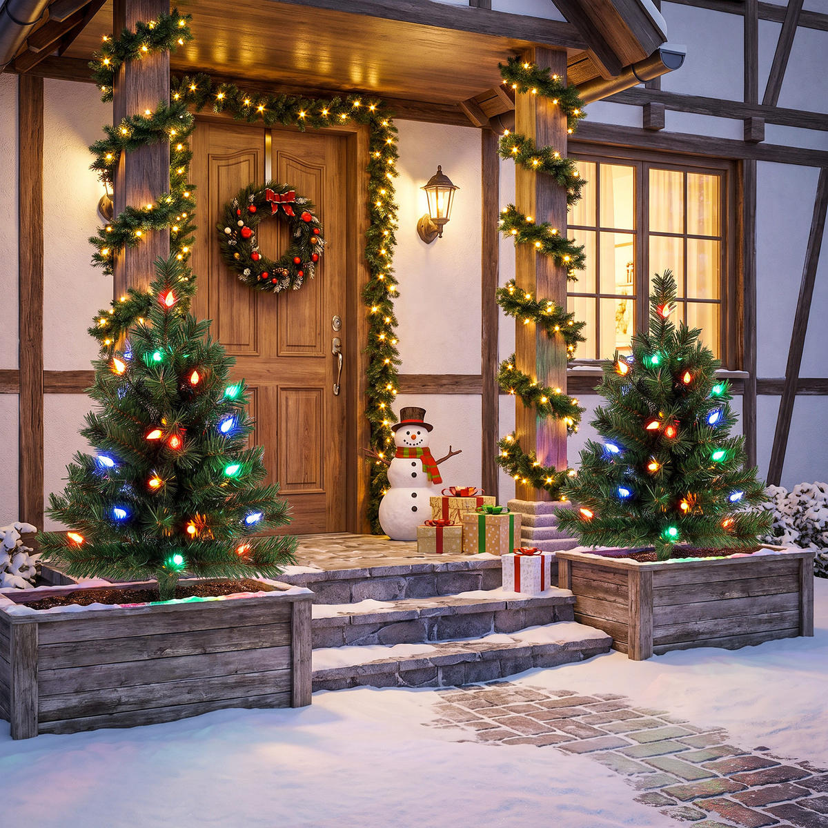 WEIHNACHTSBAUM 2er Set PVC Metall Grün - Grün, Kunststoff (60cm) - HOMCOM