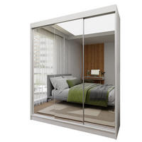 SCHWEBETÜRENSCHRANK BELLINA 180/216/61 cm 3-türig mit Spiegel Weiß - Weiß, Holzwerkstoff (180/216/61cm) - MASSENO