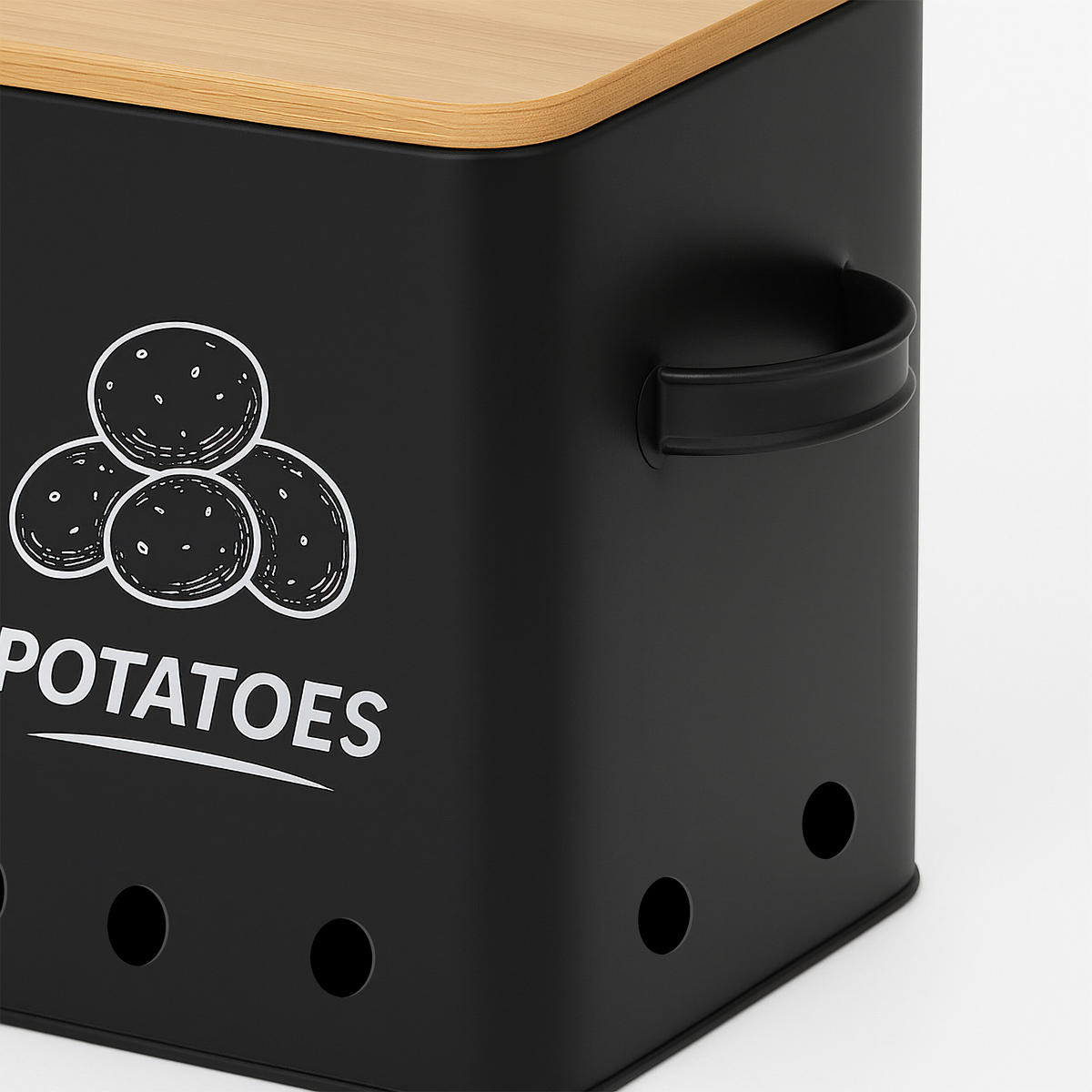 3XKARTOFFEL-AUFBEWAHRUNGSBOX - Schwarz, Holz/Kunststoff - Relaxdays