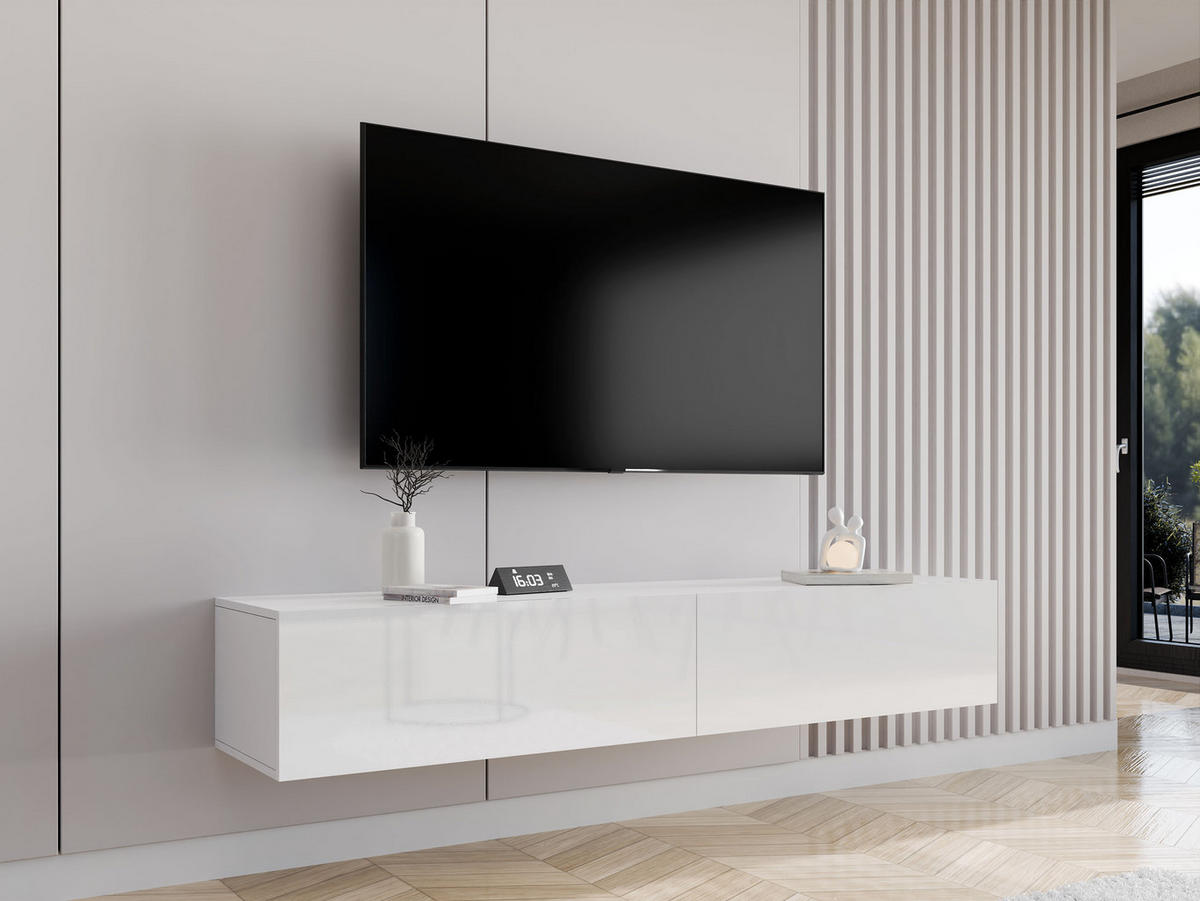TV-LOWBOARD Vigo 180 - Weiß Hochglanz/Weiß, Holzwerkstoff (180/30/40cm) - MIRJAN24