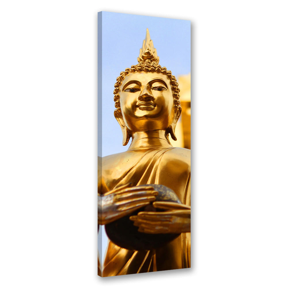 WANDBILD goldene buddha statue - Goldfarben, Textil (30/90cm) - Feeby