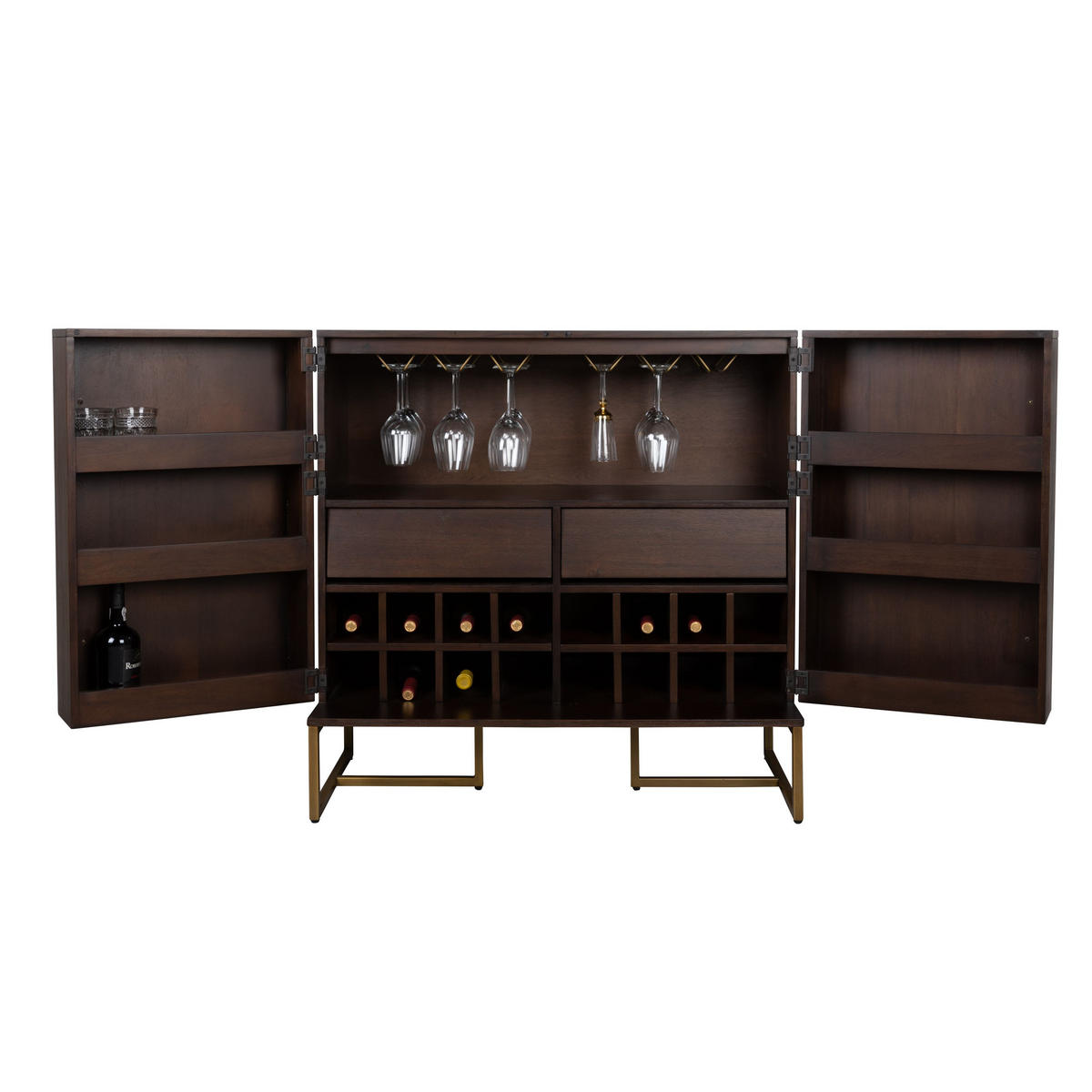 WEINSCHRANK Class Akazienholz Dunkelbraun - Braun, Holz (100/100/50cm) - Dutchbone