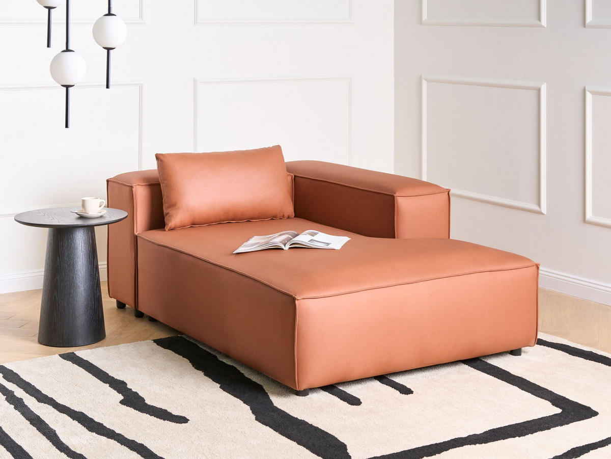 CHAISELONGUE-LINKSSEITIGE Stoff Goldbraun Brande - Goldfarben, Textil (121/70/184cm) - Beliani