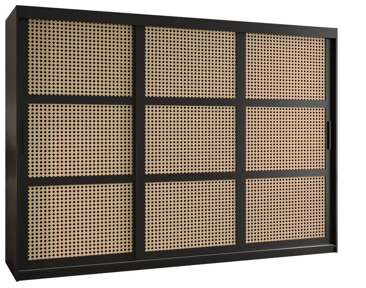 SCHWEBETÜRENSCHRANK 200/250/62 3-türig - Schwarz, Holz/Kunststoff (250/200/62cm) - MÖBEL KRYSPOL