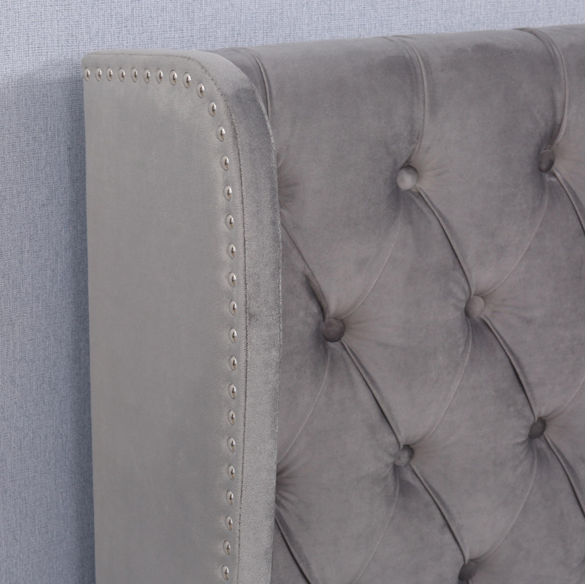 POLSTERBETT 140/190 cm grau aus Samt mit Bettkasten - Grau, Textil (140/190cm) - OKMYHOME