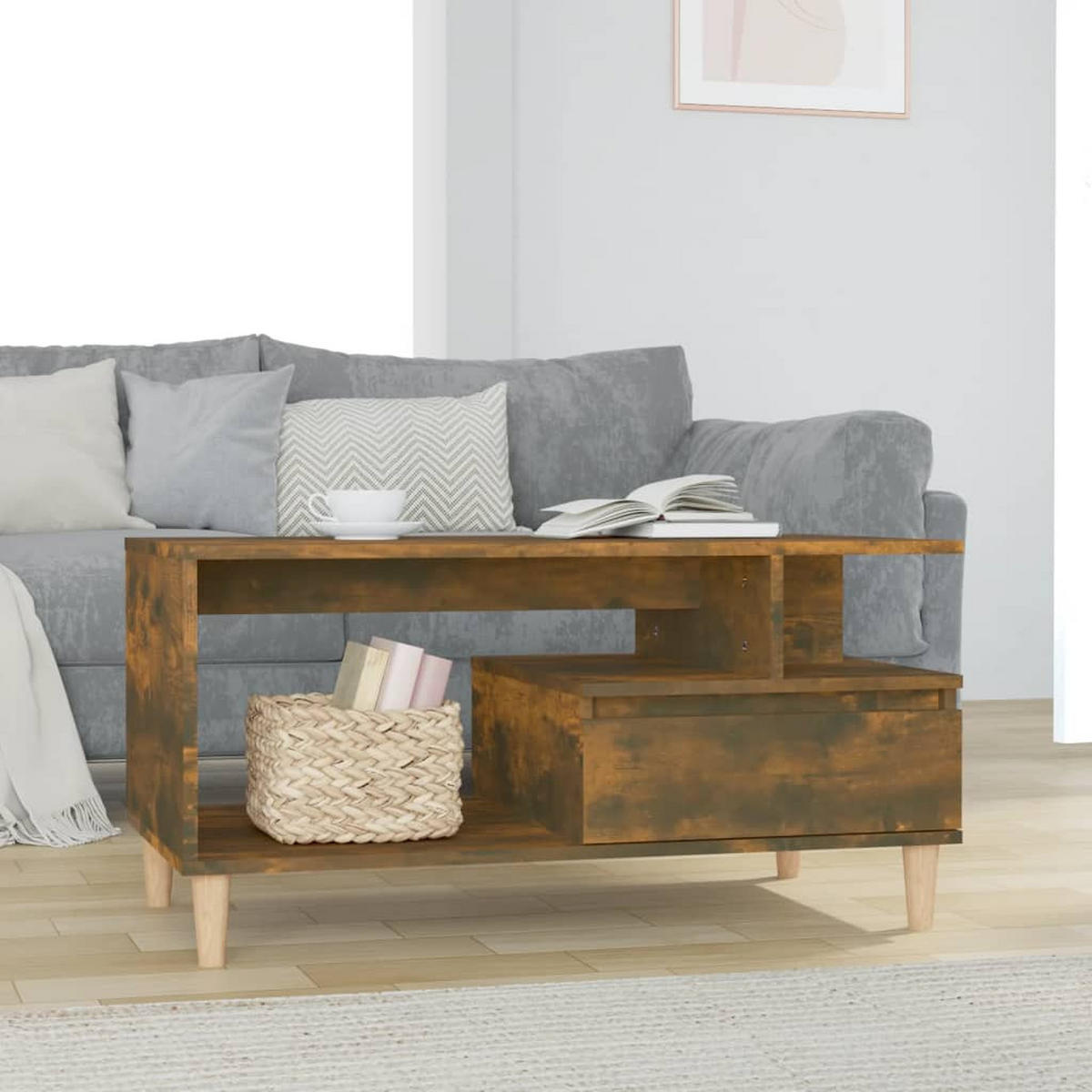 COUCHTISCH Räuchereiche 90x49x45 cm Holzwerkstoff - Braun, Holzwerkstoff (90/49/45cm) - furnicato