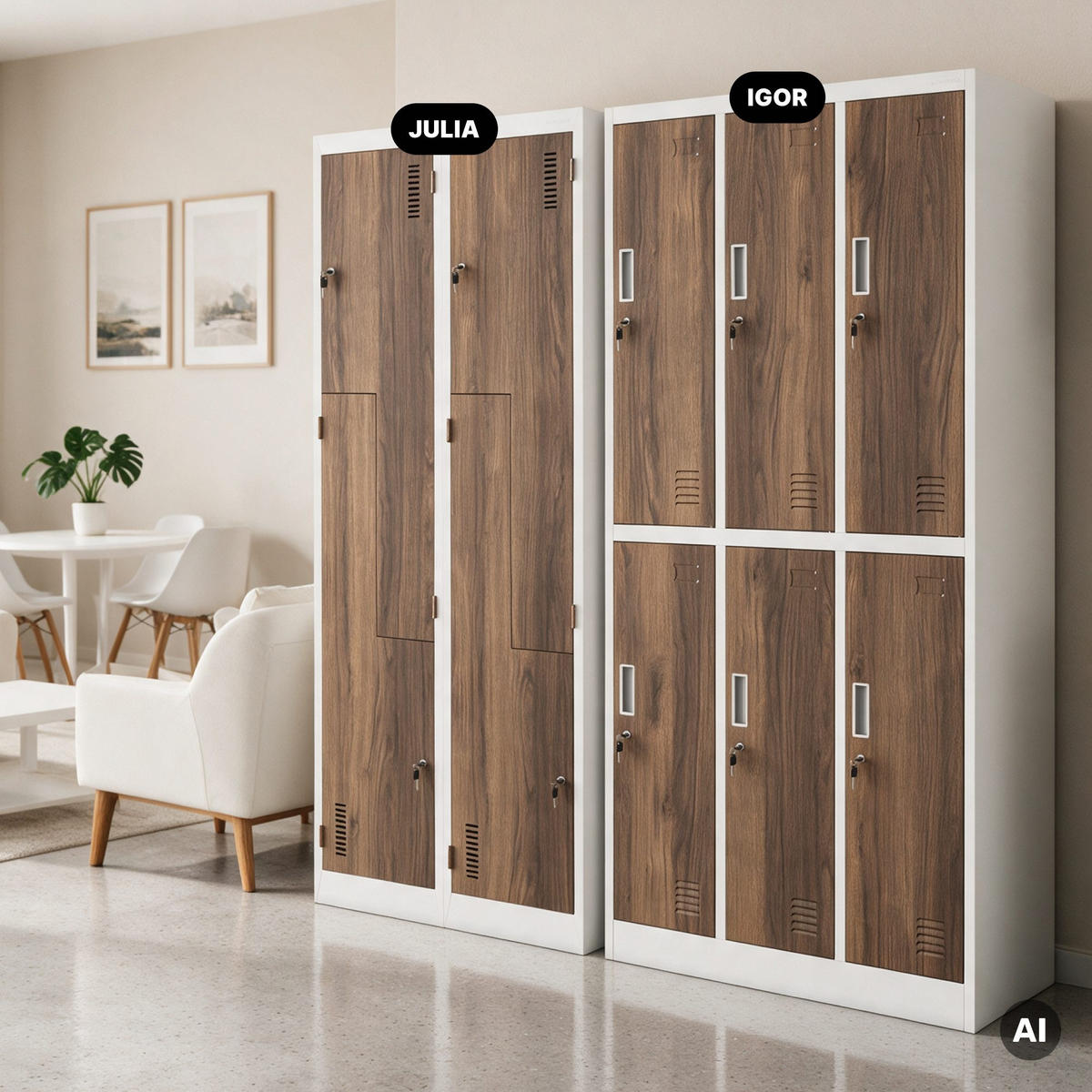 KLEIDERSCHRANK Typ L JULIA 185x80x45 cm - Nussbaumfarben/Weiß, Metall (80/185/45cm) - Jan Nowak