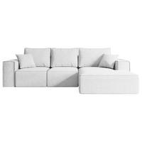 ECKSOFA mit Schlaffunktion und Bettkasten SERRA-L-S - 266x161x87 cm Weiß Bouclé - Schwarz/Weiß, Holzwerkstoff/Kunststoff (266/161cm) - ALTDECOR